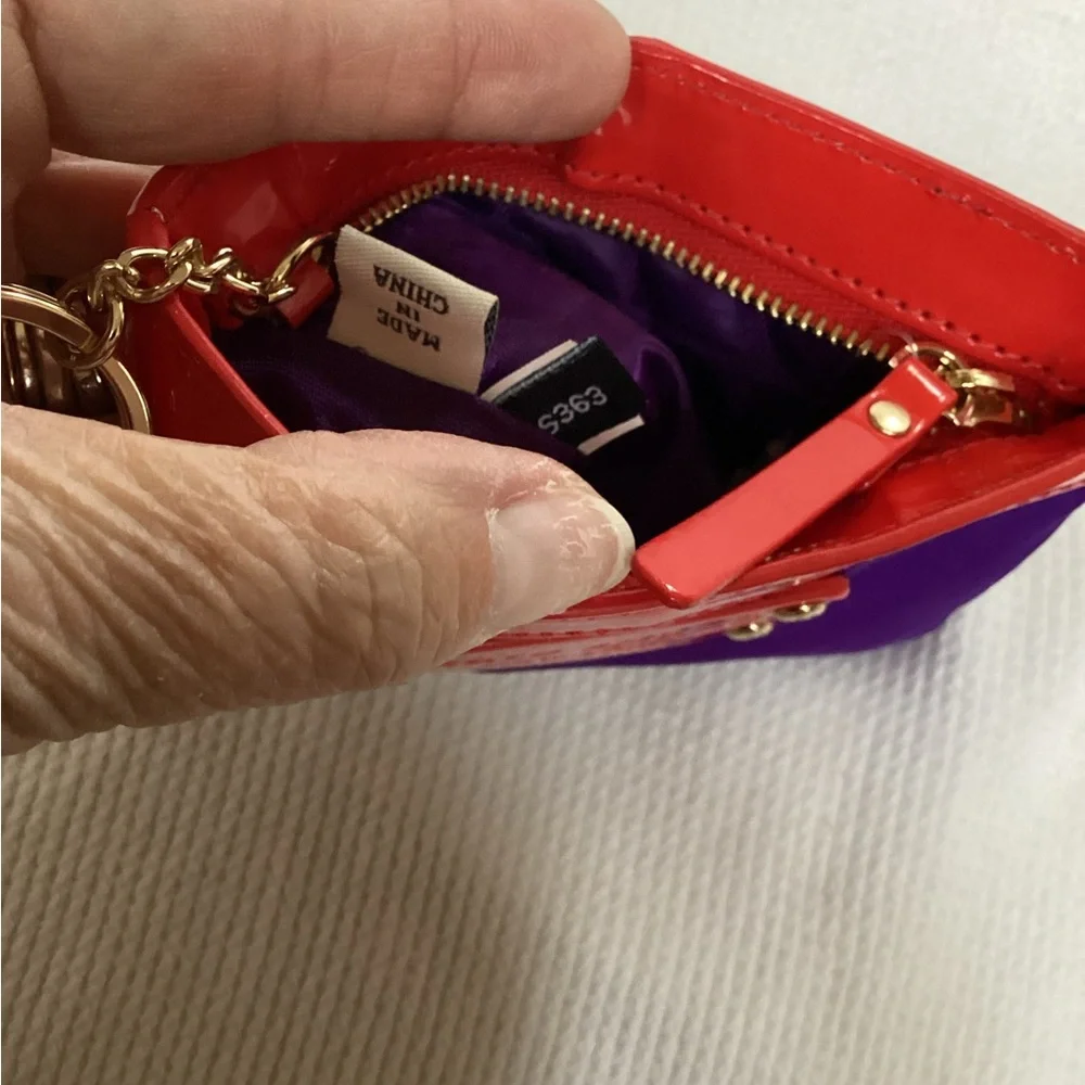 kate spade PurpleNylon and Red Patent Leather Zipper 2 pc Pouch set.  NWT - Picture 7 of 13